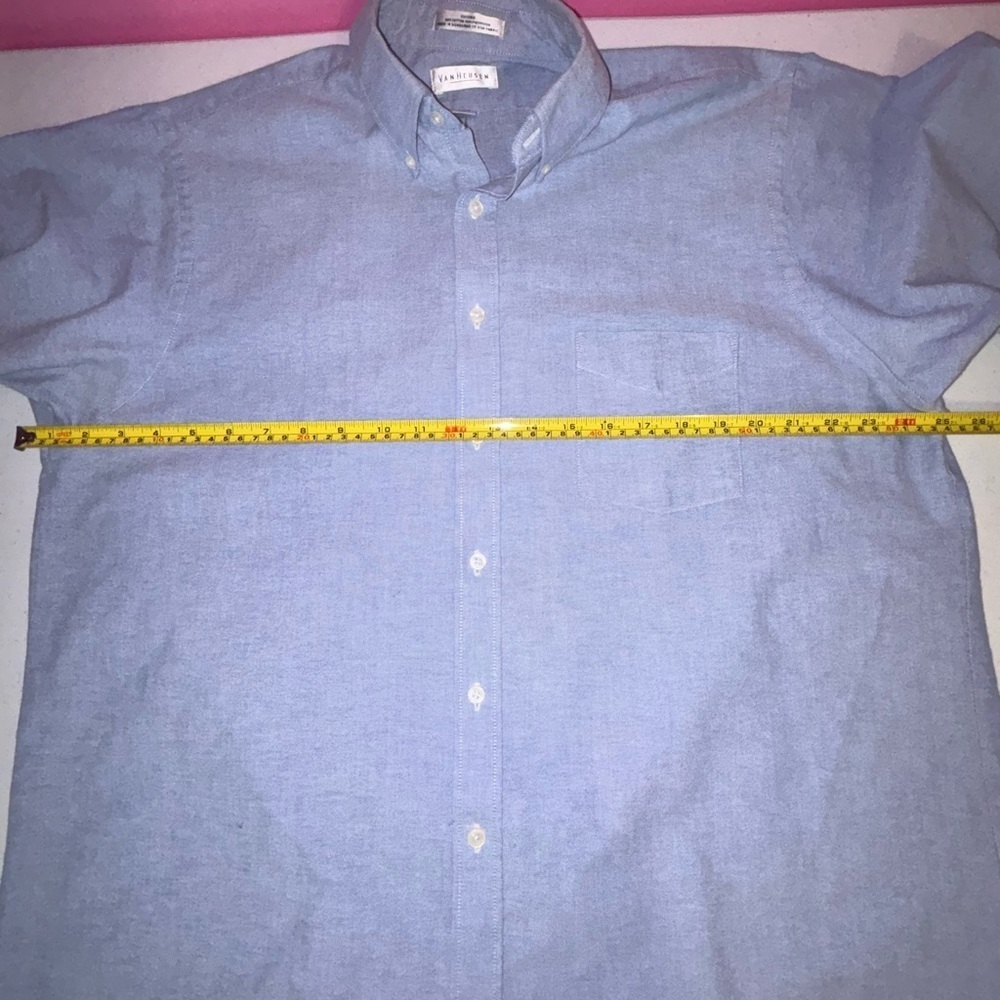 Men’s Denim Van Heusen Wrinkle Free Short Sleeve Button Down - Picture 7 of 8